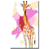 Paint by Numbers Art Animal Giraffe Against Pink Background